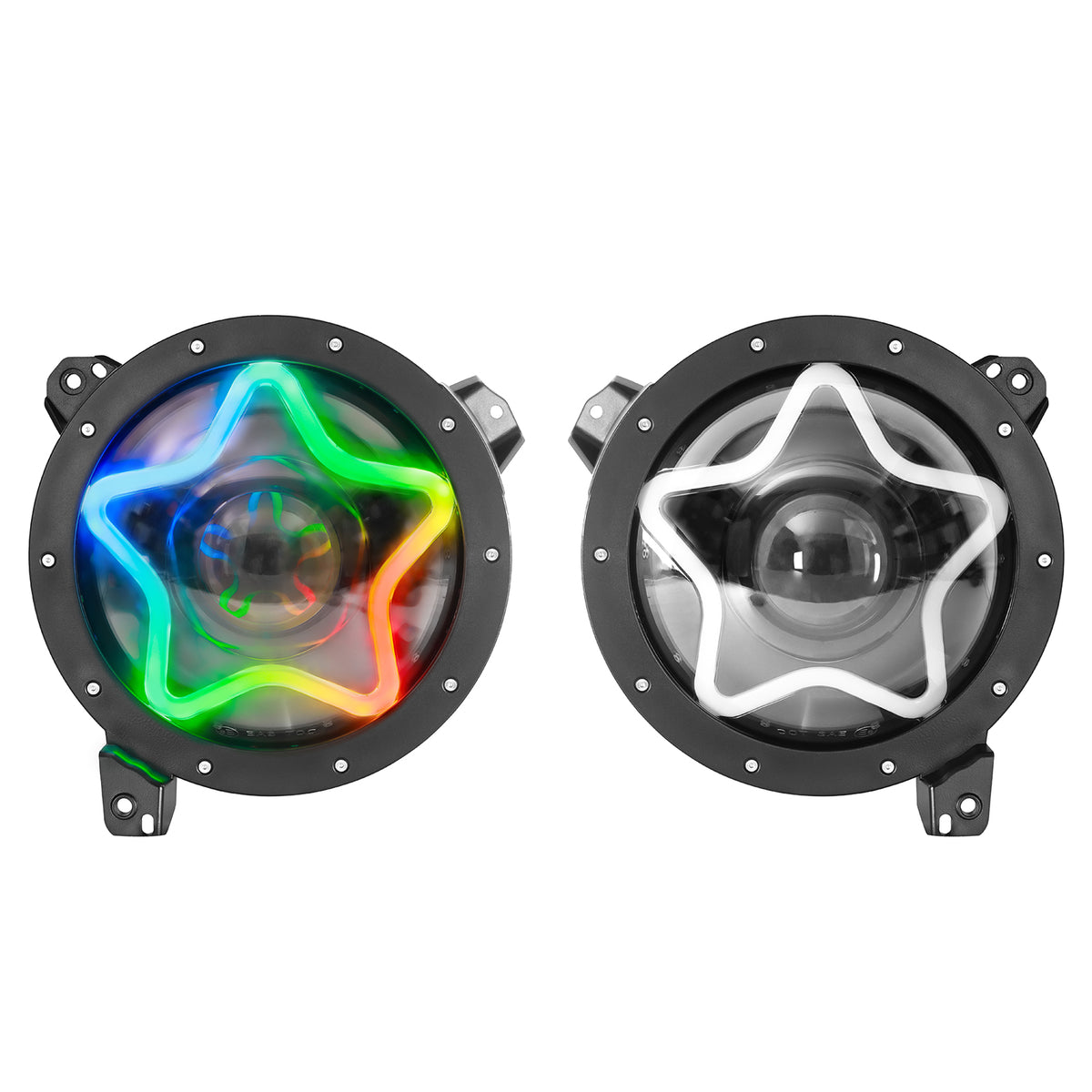 Newest Star Style 9 Inch RGB LED Headlights With Amber Turn Signals For 2018-Later Jeep Wrangler JL And Gladiator JT